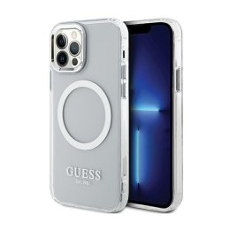 Guess Metal Outline MagSafe - Case for iPhone 12 / iPhone 12 Pro (Transparent / Silver)