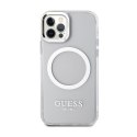 Guess Metal Outline MagSafe - Case for iPhone 12 / iPhone 12 Pro (Transparent / Silver)