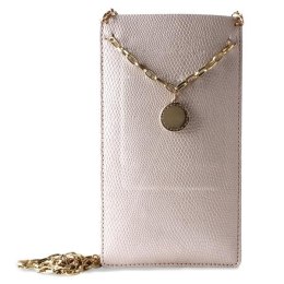 PURO GLAM Chain - Universal case for smartphones with 2 card slots w / gold chain XL (pearl)