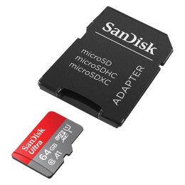 SanDisk Ultra microSDXC - Memory Card 64 GB A1 Class 10 UHS-I U1 140 MB/s with adapter