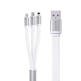 WEKOME WDC-157 King Kong 2nd gen - 3-in-1 USB-A to Lightning + USB-C + Micro USB 6A Fast Charging 1.3m Connecting Cable (White)