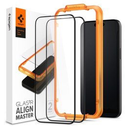 Spigen Alm Glass FC 2-Pack - Toughened Glass for iPhone 15 Pro Max 2pc (Black Frame)