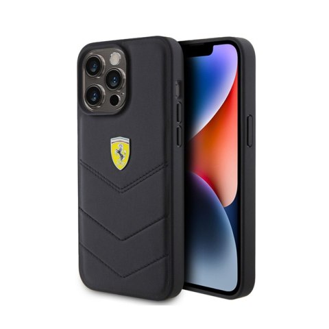 Ferrari Quilted Metal Logo - Case for iPhone 15 Pro Max (Black)