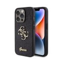 Guess Glitter Script Big 4G - Case for iPhone 15 Pro (Black)