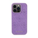 Guess Leather 4G Stamped - Case for iPhone 15 Pro Max (Purple)