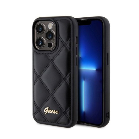 Guess Quilted Metal Logo - Case for iPhone 15 Pro Max (Black)