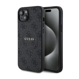 Guess 4G Collection Leather Metal Logo MagSafe - Case for iPhone 15 Plus / 14 Plus (black)