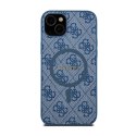 Guess 4G Collection Leather Metal Logo MagSafe - Case for iPhone 15 Plus / 14 Plus (blue)