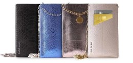 PURO GLAM Chain - Universal case for smartphones with 2 card slots w / gold chain XL (blue)