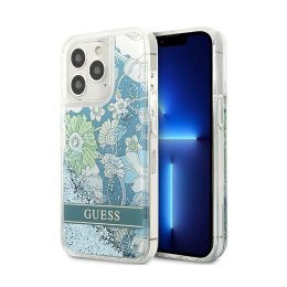 Guess Liquid Glitter Flower - Cover for iPhone 13 Pro Max (Blue/Green)