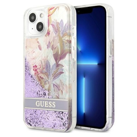 Guess Liquid Glitter Flower - Cover for iPhone 13 mini (Purple)