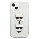 Karl Lagerfeld Glitter Karl & Choupette Head - Case for iPhone 13 mini (Silver)