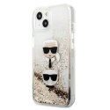 Karl Lagerfeld Liquid Glitter Karl & Choupette Head - Case for iPhone 13 mini (Gold)