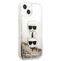 Karl Lagerfeld Liquid Glitter Karl & Choupette Head - Case for iPhone 13 mini (Gold)