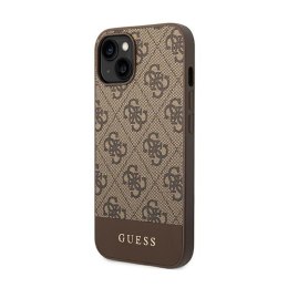 Guess 4G Bottom Stripe Metal Logo Collection - Case for iPhone 14 Plus (Brown)