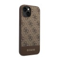 Guess 4G Bottom Stripe Metal Logo Collection - Case for iPhone 14 Plus (Brown)