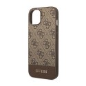 Guess 4G Bottom Stripe Metal Logo Collection - Case for iPhone 14 Plus (Brown)