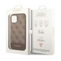 Guess 4G Bottom Stripe Metal Logo Collection - Case for iPhone 14 Plus (Brown)