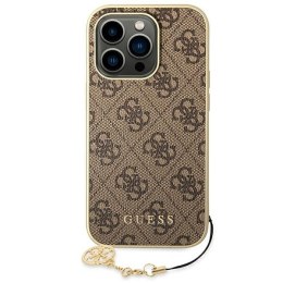 Guess 4G Charms Collection - Case for iPhone 14 Pro (Brown)