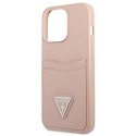Guess Saffiano Double Card Triangle - Cover for iPhone 13 Pro (Pink)