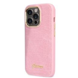 Guess Croco Collection - Case for iPhone 14 Pro (Pink)