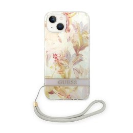 Guess Flower Cord - Case for iPhone 14 Plus (Purple)