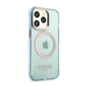 Guess Gold Outline Translucent MagSafe - Case for iPhone 13 Pro Max (Blue)