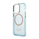 Guess Gold Outline Translucent MagSafe - Case for iPhone 13 Pro Max (Blue)