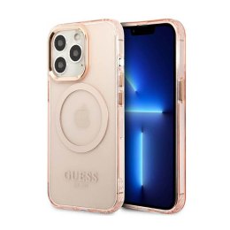 Guess Gold Outline Translucent MagSafe - Case for iPhone 13 Pro (Pink)