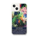 Guess Liquid Glitter Flower - Case for iPhone 14 (Blue)