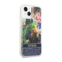 Guess Liquid Glitter Flower - Case for iPhone 14 (Blue)