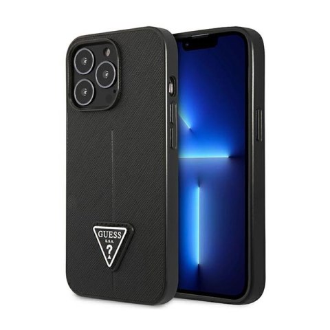 Guess Saffiano Triangle Logo Case - Case for iPhone 14 Pro Max (Black)