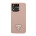 Guess Saffiano Triangle Logo Case - Case for iPhone 14 Pro Max (Pink)