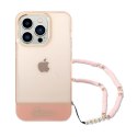 Guess Translucent Pearl Strap - Case for iPhone 14 Pro Max (Pink)