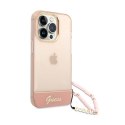 Guess Translucent Pearl Strap - Case for iPhone 14 Pro (Pink)