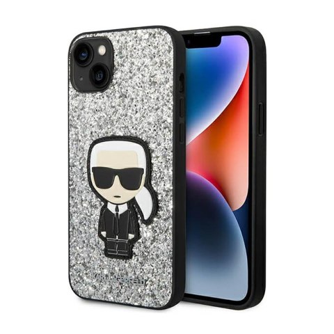 Karl Lagerfeld Glitter Flakes Ikonik - Case for iPhone 14 (Silver)