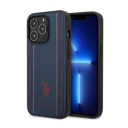 US Polo Assn Leather Stitch - Case for iPhone 14 Pro Max (Navy blue)
