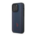 US Polo Assn Leather Stitch - Case for iPhone 14 Pro Max (Navy blue)