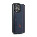 US Polo Assn Leather Stitch - Case for iPhone 14 Pro Max (Navy blue)