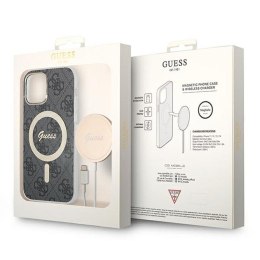 Guess Bundle Pack MagSafe 4G - Set of case for iPhone 12 / iPhone 12 Pro + MagSafe charger (Black/Gold)