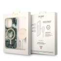 Guess Bundle Pack MagSafe IML Jungle - Set of case for iPhone 14 Pro Max + MagSafe charger (Khaki/Gold)