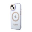 Guess Gold Outline Translucent MagSafe - Case for iPhone 14 (Purple)