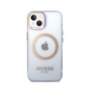 Guess Gold Outline Translucent MagSafe - Case for iPhone 14 (Purple)