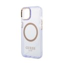 Guess Gold Outline Translucent MagSafe - Case for iPhone 14 (Purple)