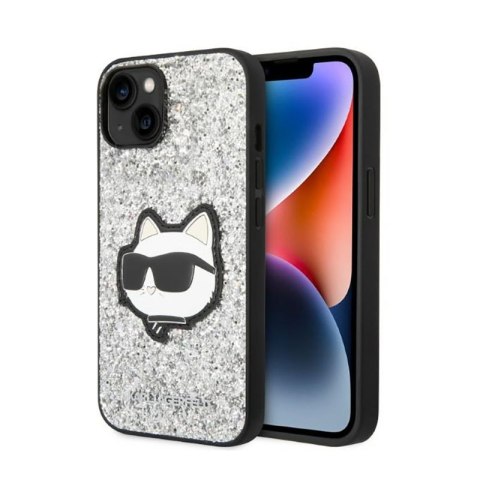 Karl Lagerfeld NFT Glitter Choupette Patch- Case for iPhone 14 (Silver)