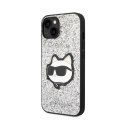 Karl Lagerfeld NFT Glitter Choupette Patch- Case for iPhone 14 (Silver)