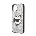 Karl Lagerfeld NFT Glitter Choupette Patch- Case for iPhone 14 (Silver)