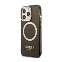 Guess Gold Outline Translucent MagSafe - Case for iPhone 13 Pro (Black)