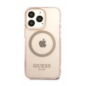 Guess Gold Outline Translucent MagSafe - Case for iPhone 13 Pro Max (Pink)