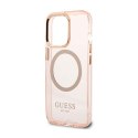 Guess Gold Outline Translucent MagSafe - Case for iPhone 13 Pro Max (Pink)